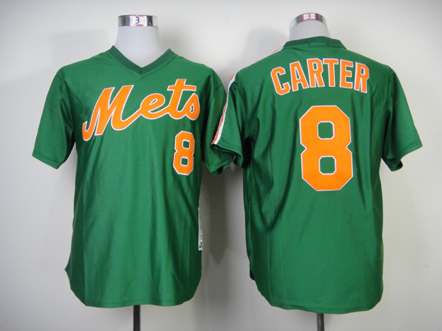 Men New York Mets 8 Carter Green Throwback 1985 MLB Jerseys
